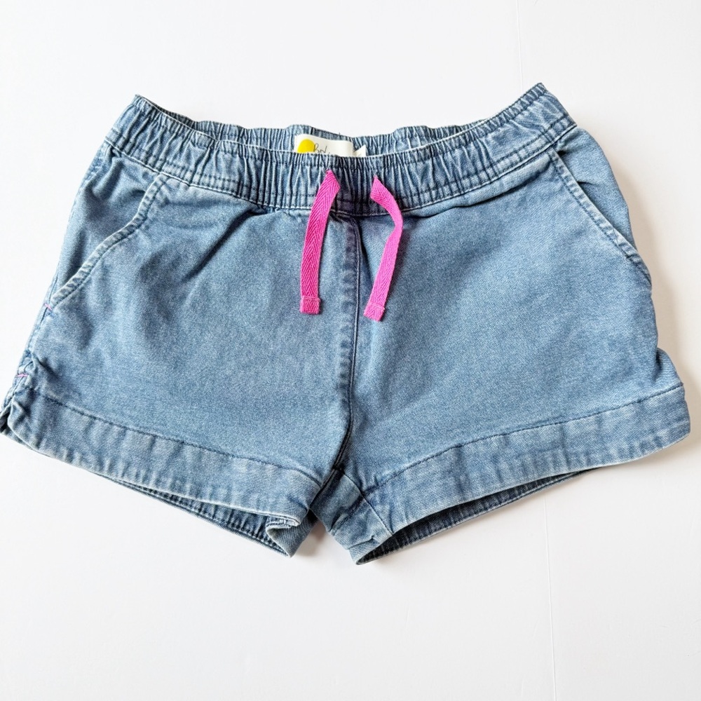 Mini Boden denim chambray shorts Heart Pockets 9Y
